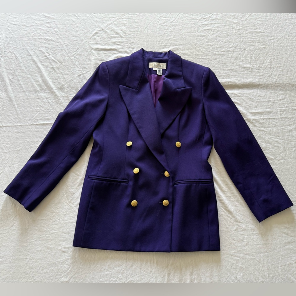 Vintage 100% Wool Double-Breasted Purple Blazer 6 eclectic grandpa 90’s granny